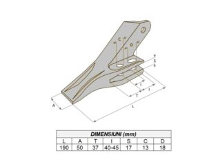 E11LA Dinte Lateral Stanga Miniexcavator